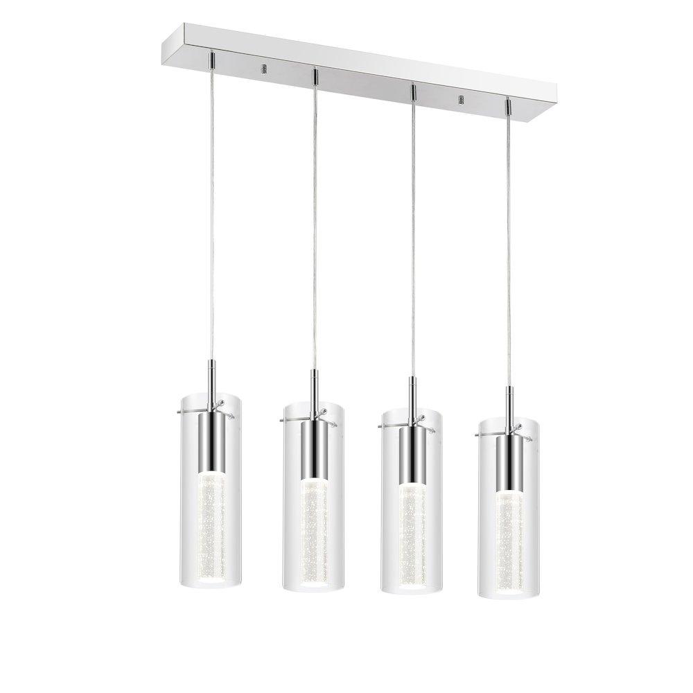 Mium 4-Light Modern Style Iron/Crystal/Glass Integrated Led Linear Pendant. Picture 4