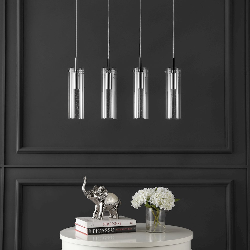 Mium 4-Light Modern Style Iron/Crystal/Glass Integrated Led Linear Pendant. Picture 2