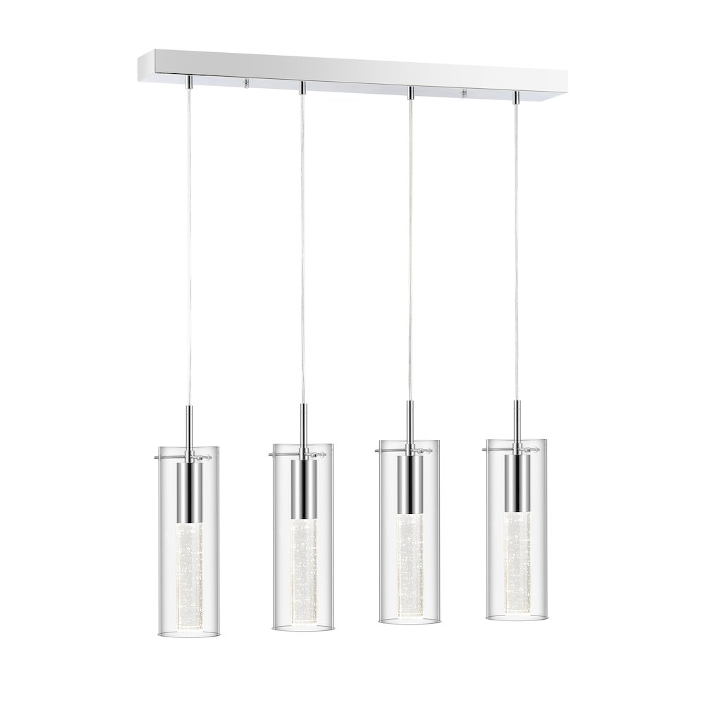 Mium 4-Light Modern Style Iron/Crystal/Glass Integrated Led Linear Pendant. Picture 3
