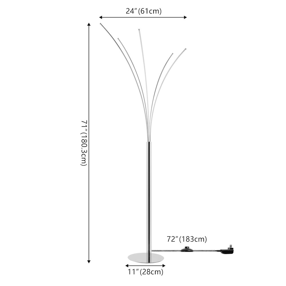 Fuochi Modern Minimalist Metal 5-Branch Arc Dimmable Integrated LED Floor Lamp. Picture 2