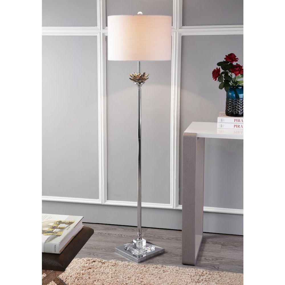 Amelia Lotus Crystal Metal Led Floor Lamp. Picture 5