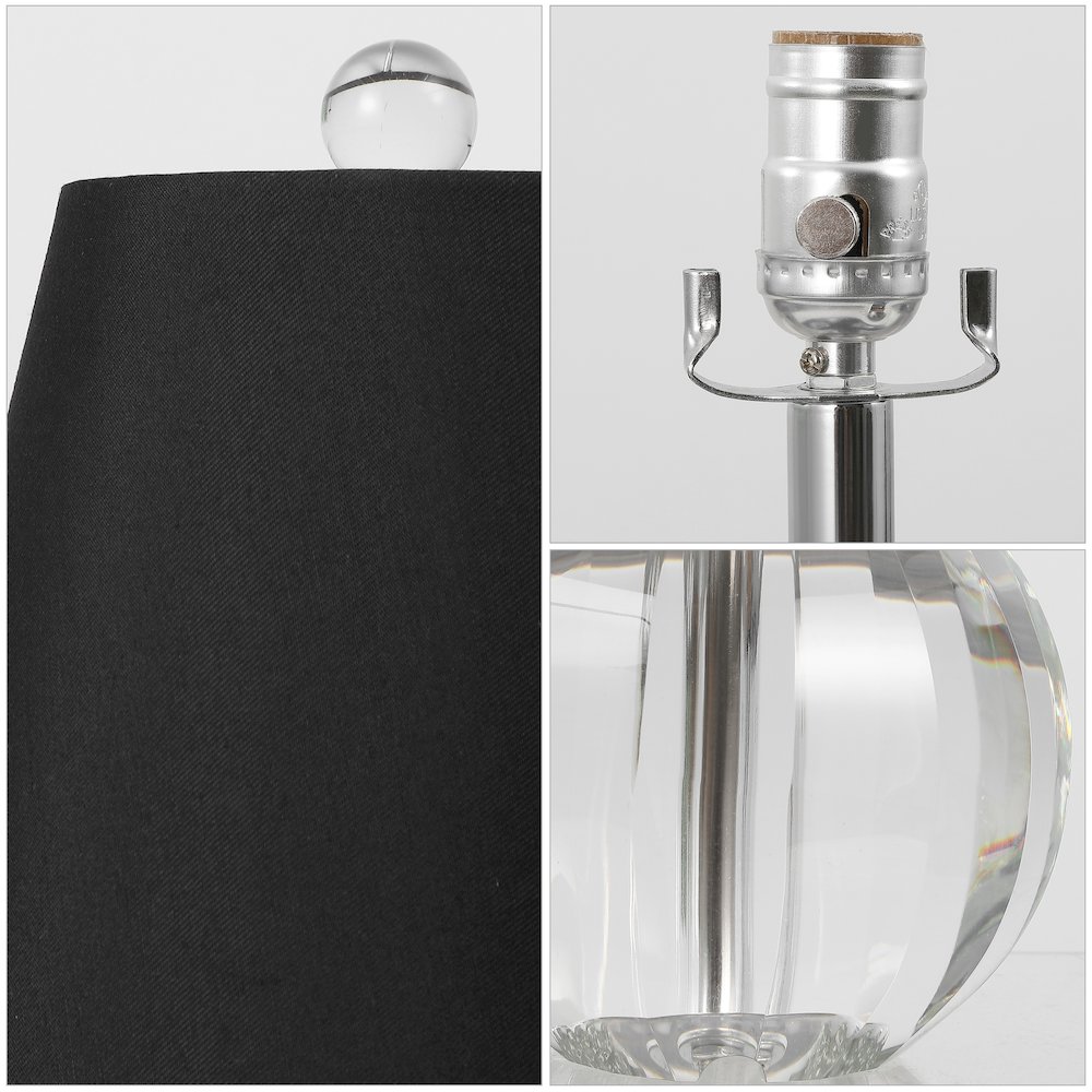 Goddard 16" Crystal Ball/Metal LED Table Lamp, Clear/Black. Picture 4