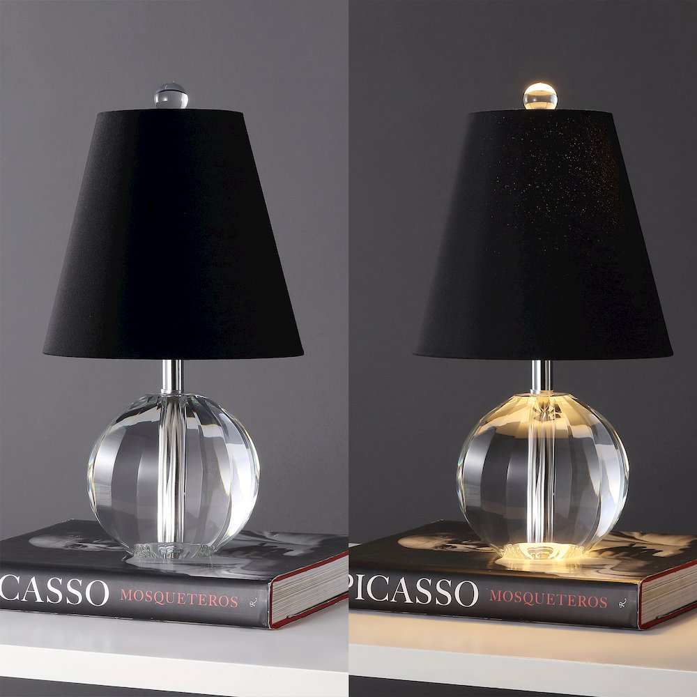 Goddard 16" Crystal Ball/Metal LED Table Lamp, Clear/Black. Picture 5