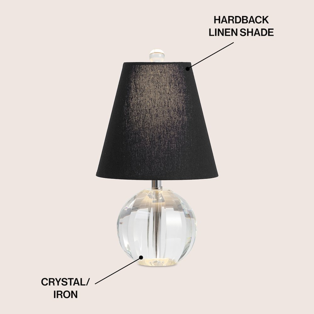Goddard 16" Crystal Ball/Metal LED Table Lamp, Clear/Black. Picture 2
