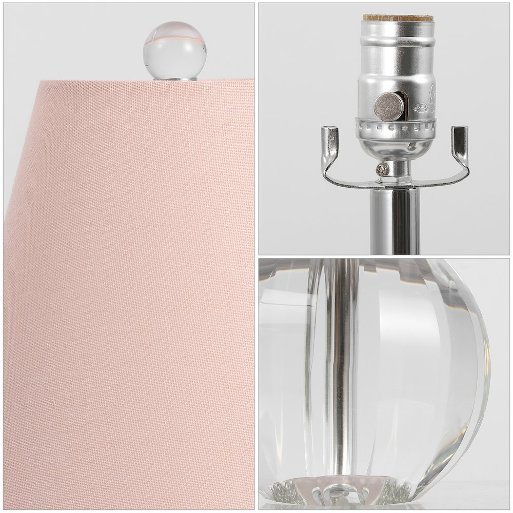 Goddard 16" Crystal Ball/Metal LED Table Lamp, Clear/Pink. Picture 4
