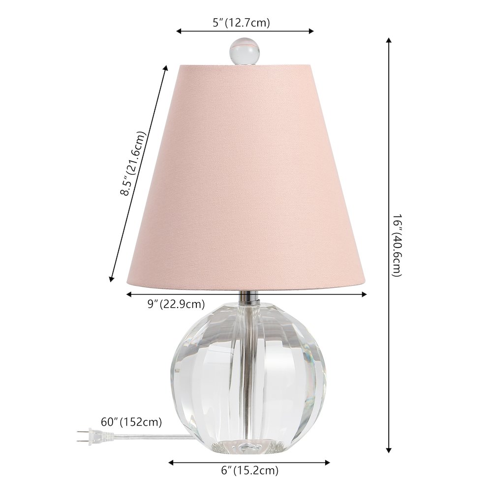 Goddard 16" Crystal Ball/Metal LED Table Lamp, Clear/Pink. Picture 3