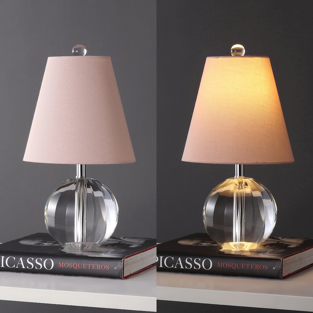 Goddard 16" Crystal Ball/Metal LED Table Lamp, Clear/Pink. Picture 5