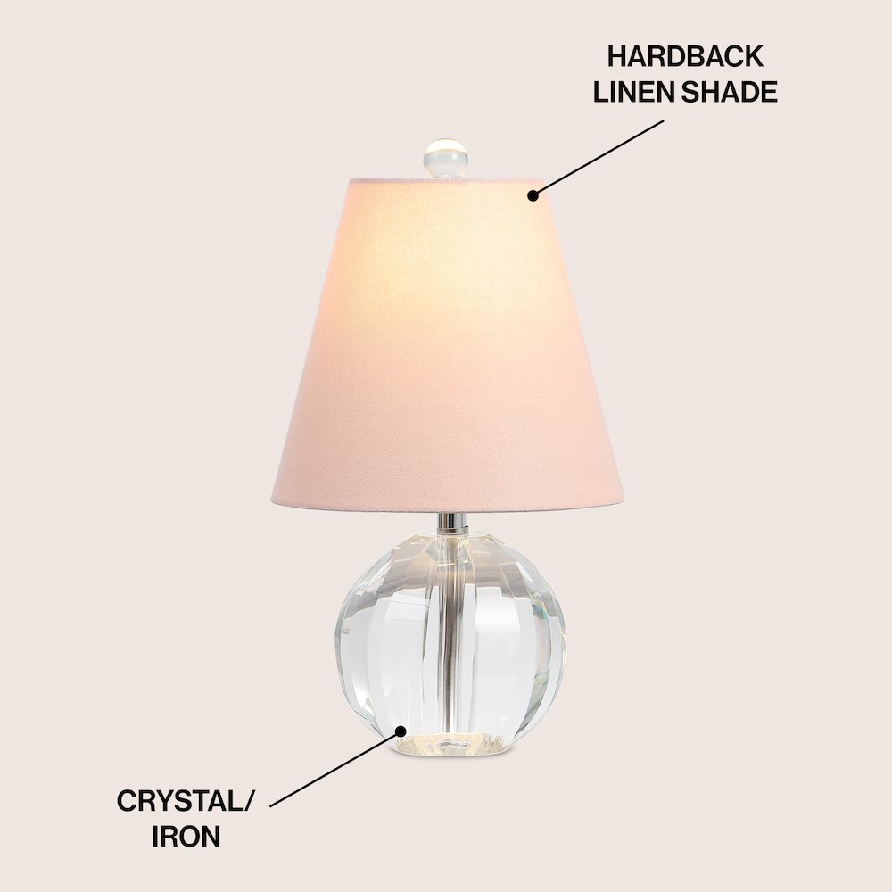 Goddard 16" Crystal Ball/Metal LED Table Lamp, Clear/Pink. Picture 2