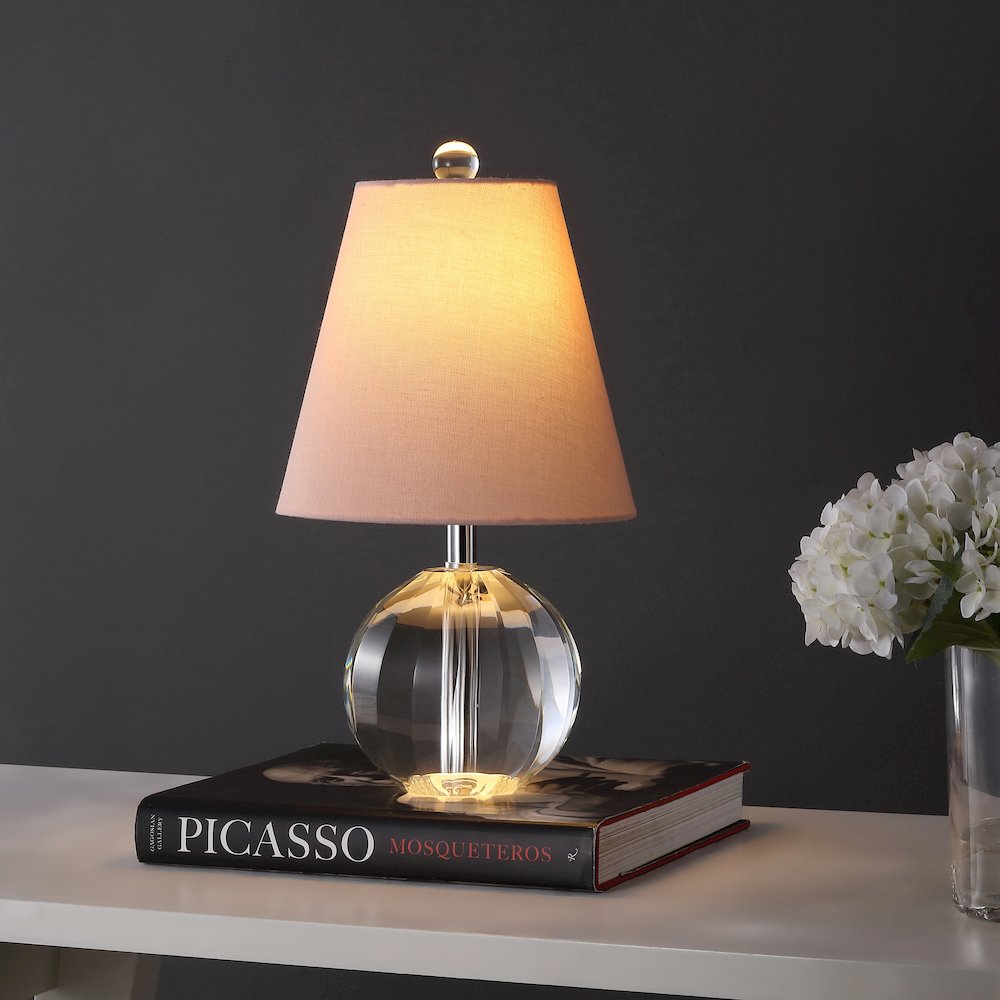 Goddard 16" Crystal Ball/Metal LED Table Lamp, Clear/Pink. Picture 6