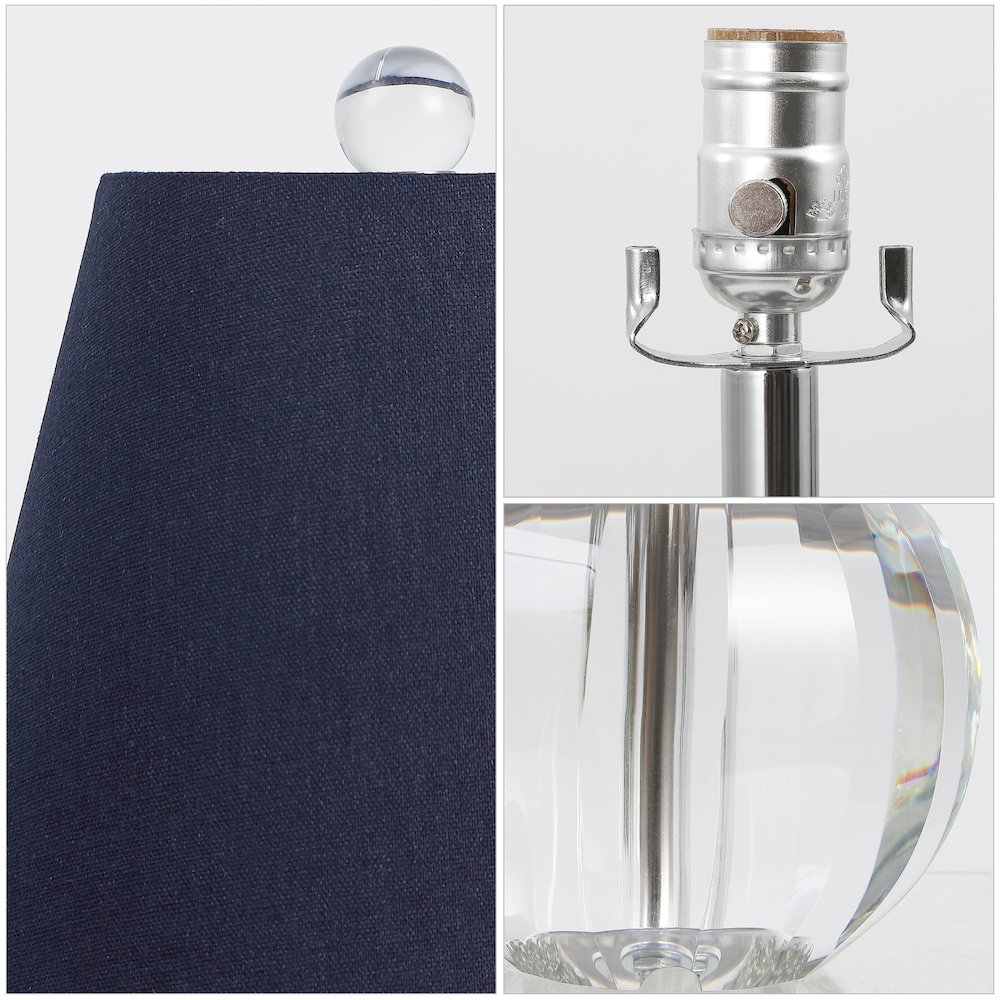 Goddard 16" Crystal Ball/Metal LED Table Lamp, Clear/Navy. Picture 4