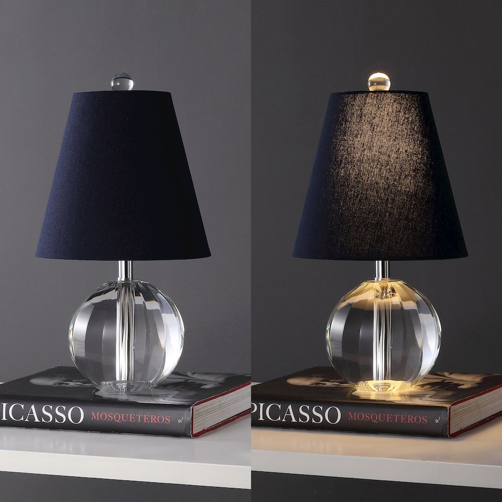Goddard 16" Crystal Ball/Metal LED Table Lamp, Clear/Navy. Picture 5