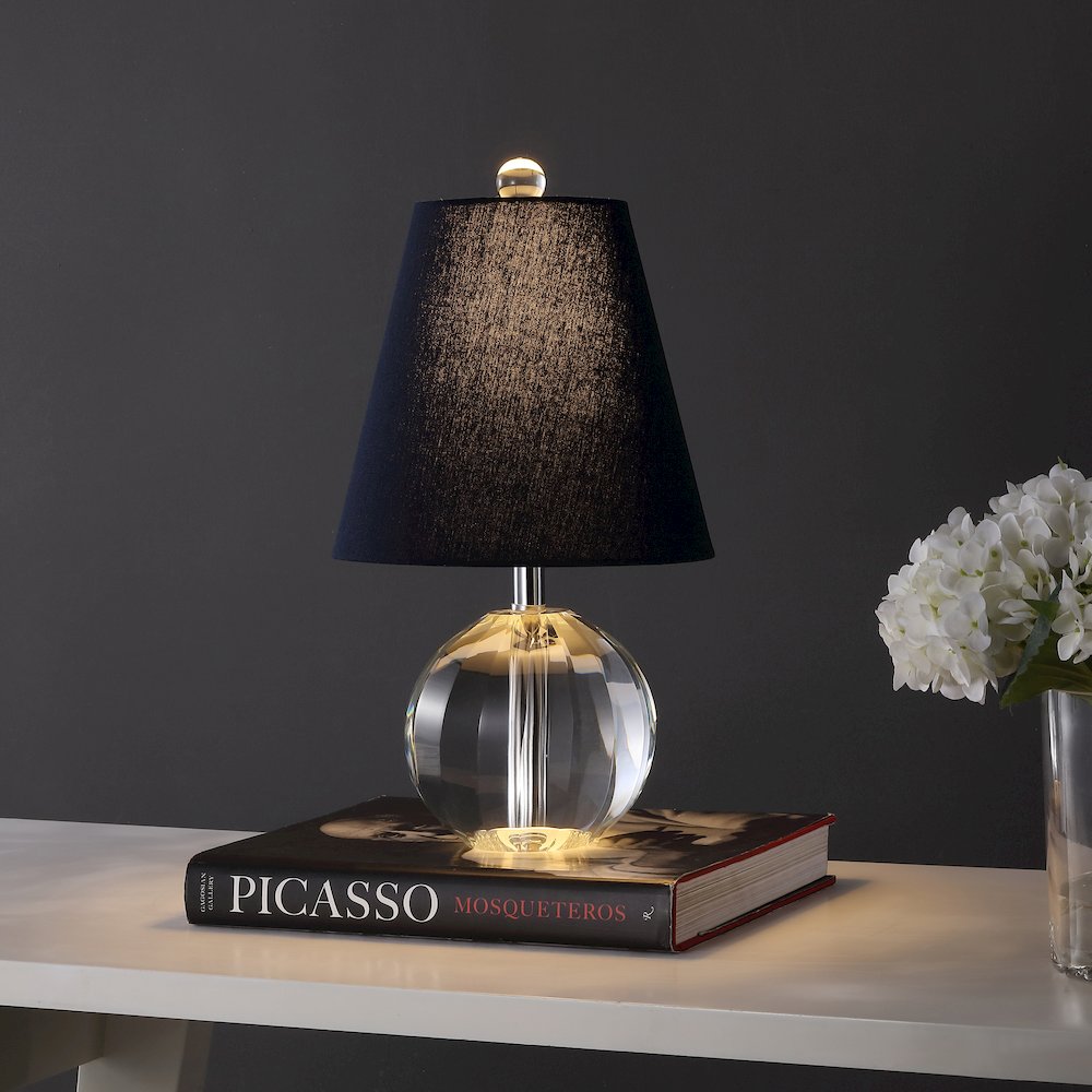 Goddard 16" Crystal Ball/Metal LED Table Lamp, Clear/Navy. Picture 6