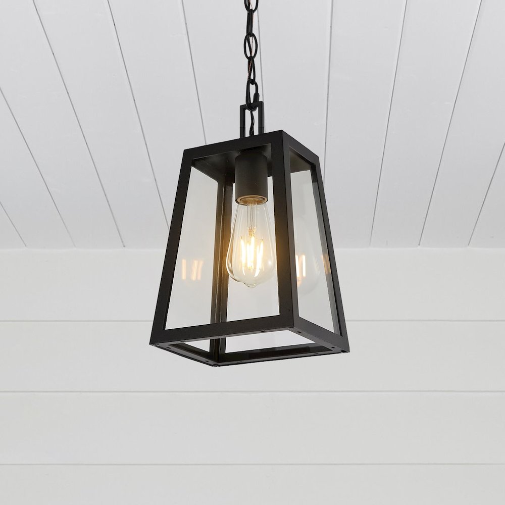 Glendale Farmhouse Industrial Iron/Glass Outdoor Led Pendant. Picture 6