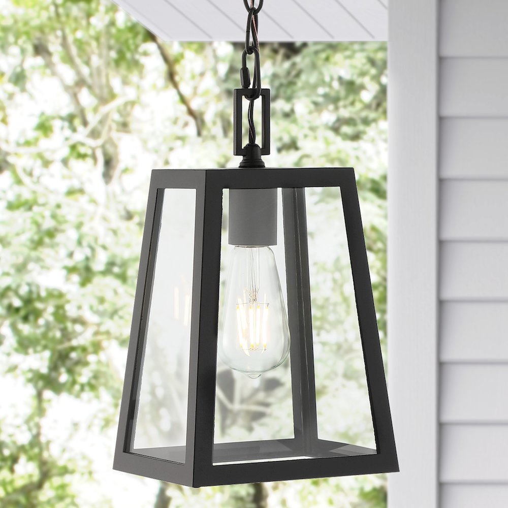 Glendale Farmhouse Industrial Iron/Glass Outdoor Led Pendant. Picture 7