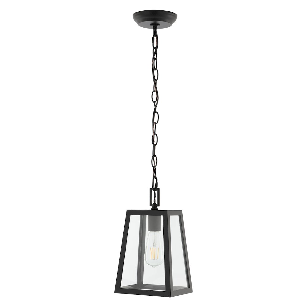 Glendale Farmhouse Industrial Iron/Glass Outdoor Led Pendant. Picture 1