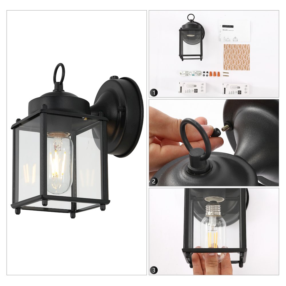 Boston Farmhouse Industrial Iron/Glass Outdoor Led Sconce. Picture 10