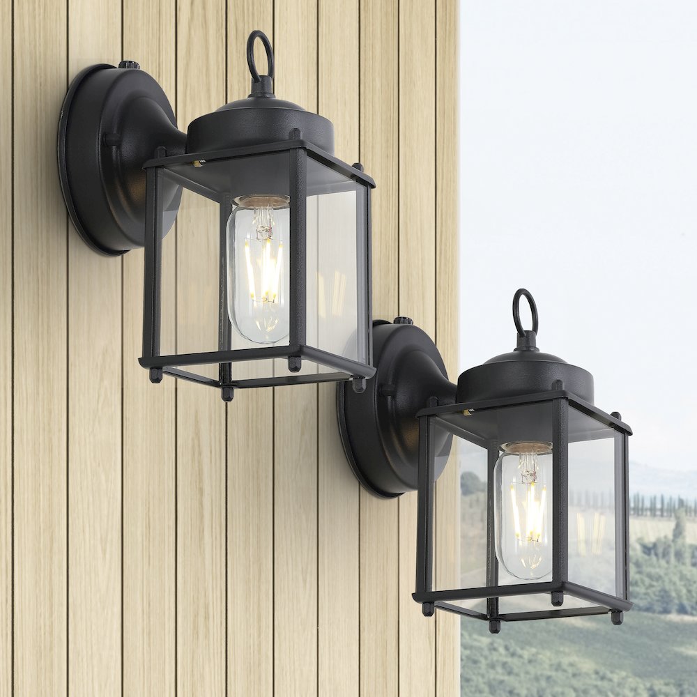 Boston Farmhouse Industrial Iron/Glass Outdoor Led Sconce. Picture 6