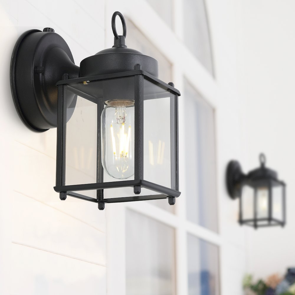 Boston Farmhouse Industrial Iron/Glass Outdoor Led Sconce. Picture 9