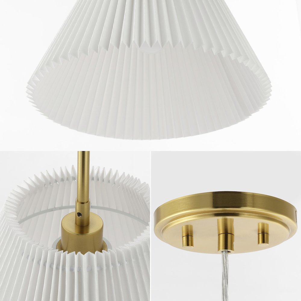 Alden 1-Light Classic French Country Iron Led Pendant With Pleated Shade. Picture 5