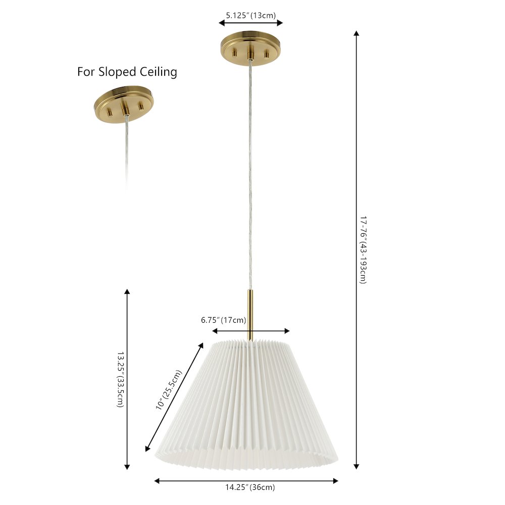 Alden 1-Light Classic French Country Iron Led Pendant With Pleated Shade. Picture 3