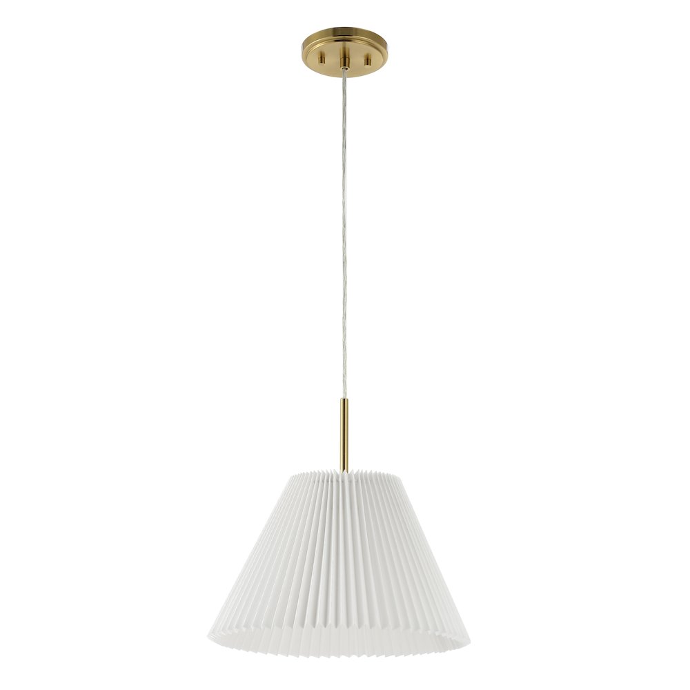 Alden 1-Light Classic French Country Iron Led Pendant With Pleated Shade. Picture 2