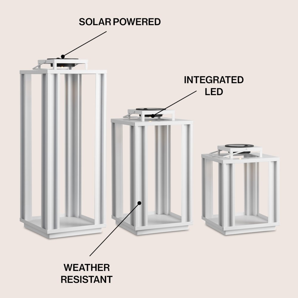 Leland Industrial Integrated LED Solar Powered Lanterns, White (Set of 3). Picture 3