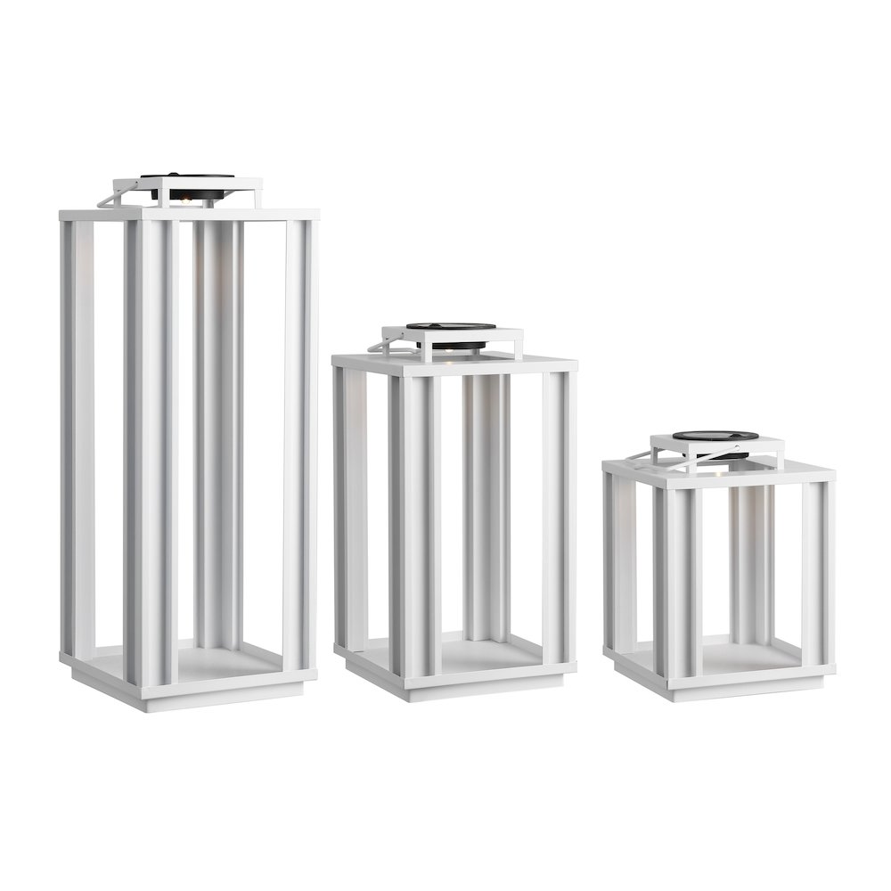 Leland Industrial Integrated LED Solar Powered Lanterns, White (Set of 3). Picture 1