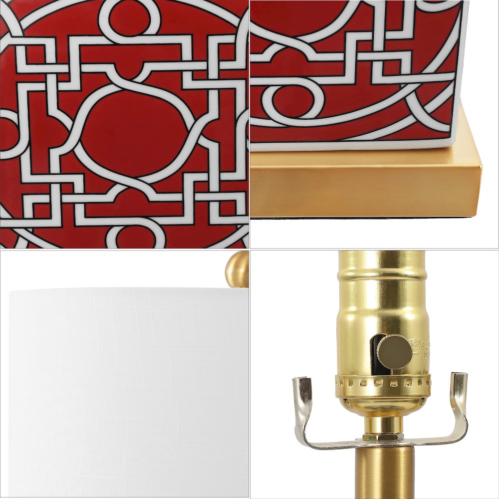 Catherine Modern Transitional Ceramic Metal Square Ginger Jar LED Table Lamp. Picture 4