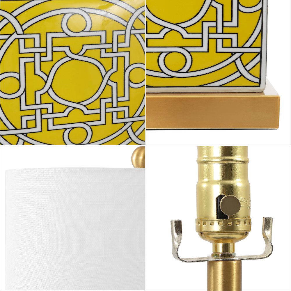 Catherine Modern Transitional Ceramic Metal Square Ginger Jar LED Table Lamp. Picture 4