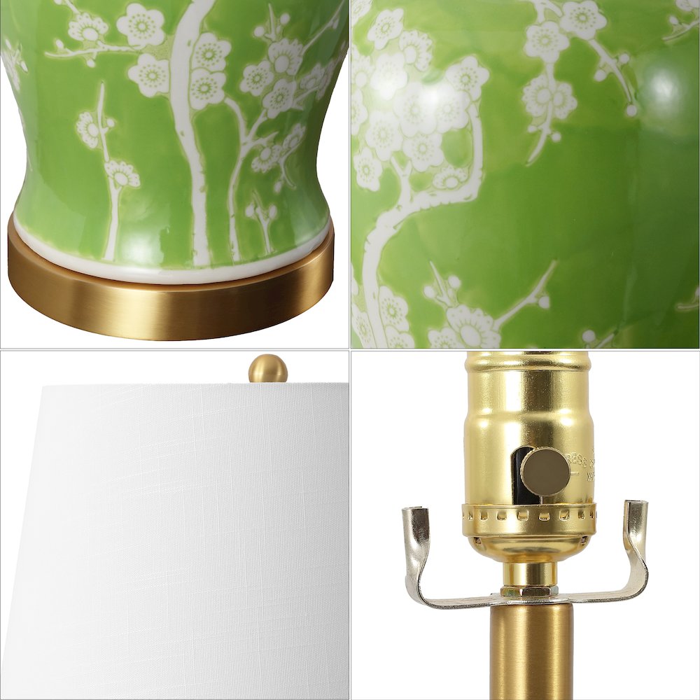 Gracie Traditional Cottage Ceramic Metal Ginger Jar LED Table Lamp. Picture 4
