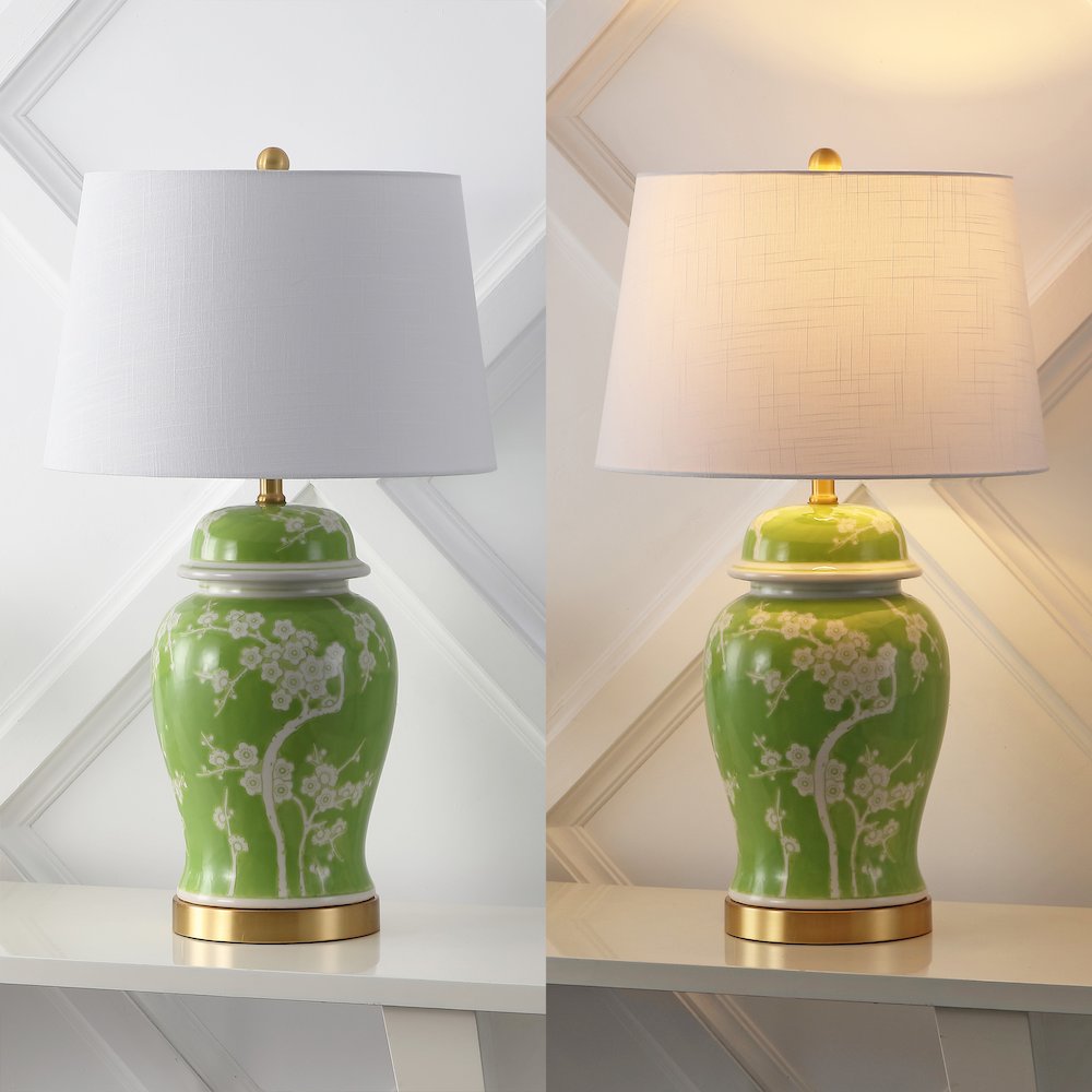 Gracie Traditional Cottage Ceramic Metal Ginger Jar LED Table Lamp. Picture 2