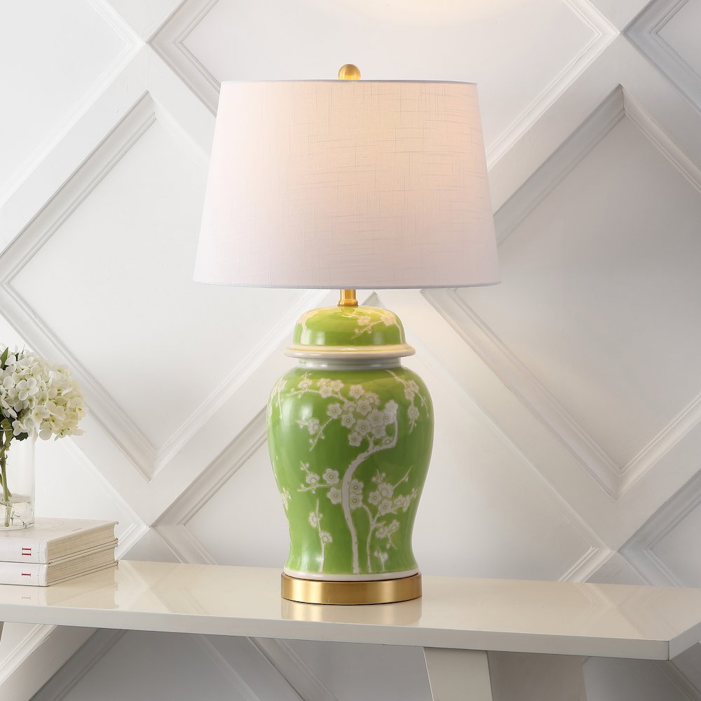 Gracie Traditional Cottage Ceramic Metal Ginger Jar LED Table Lamp. Picture 3