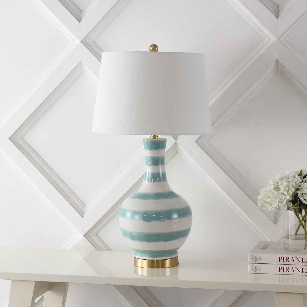 Tucker Striped Ceramicmetal Led Table Lamp. Picture 6