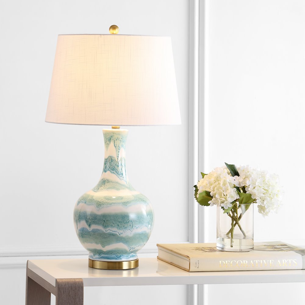 Tucker Striped Ceramicmetal Led Table Lamp. Picture 5