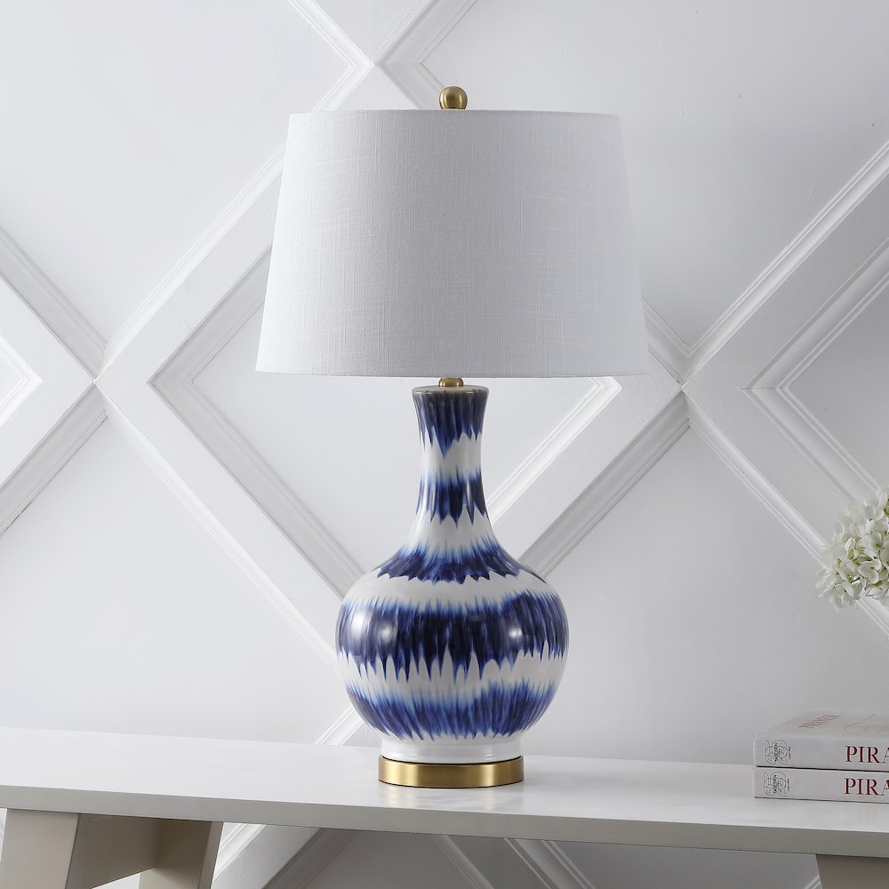 Tucker Striped Ceramicmetal Led Table Lamp. Picture 6