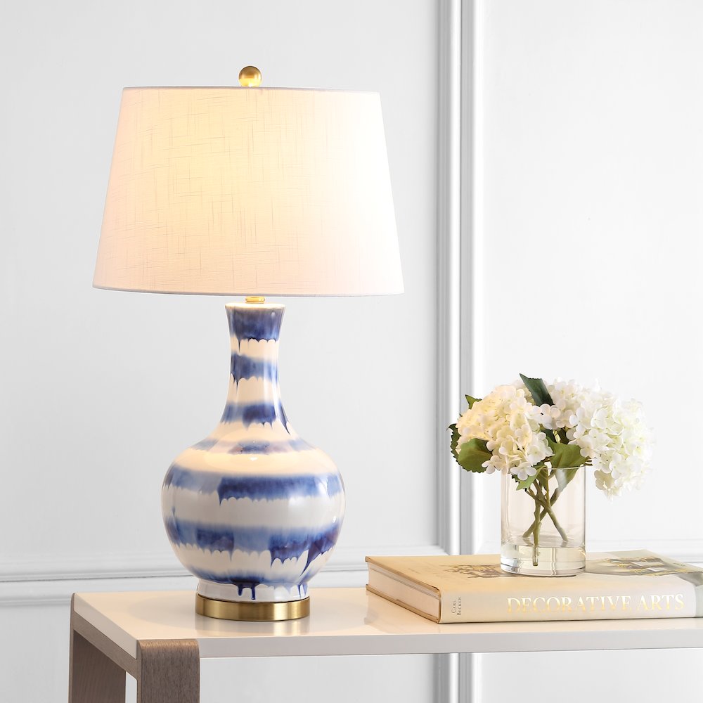 Tucker Striped Ceramicmetal Led Table Lamp. Picture 5