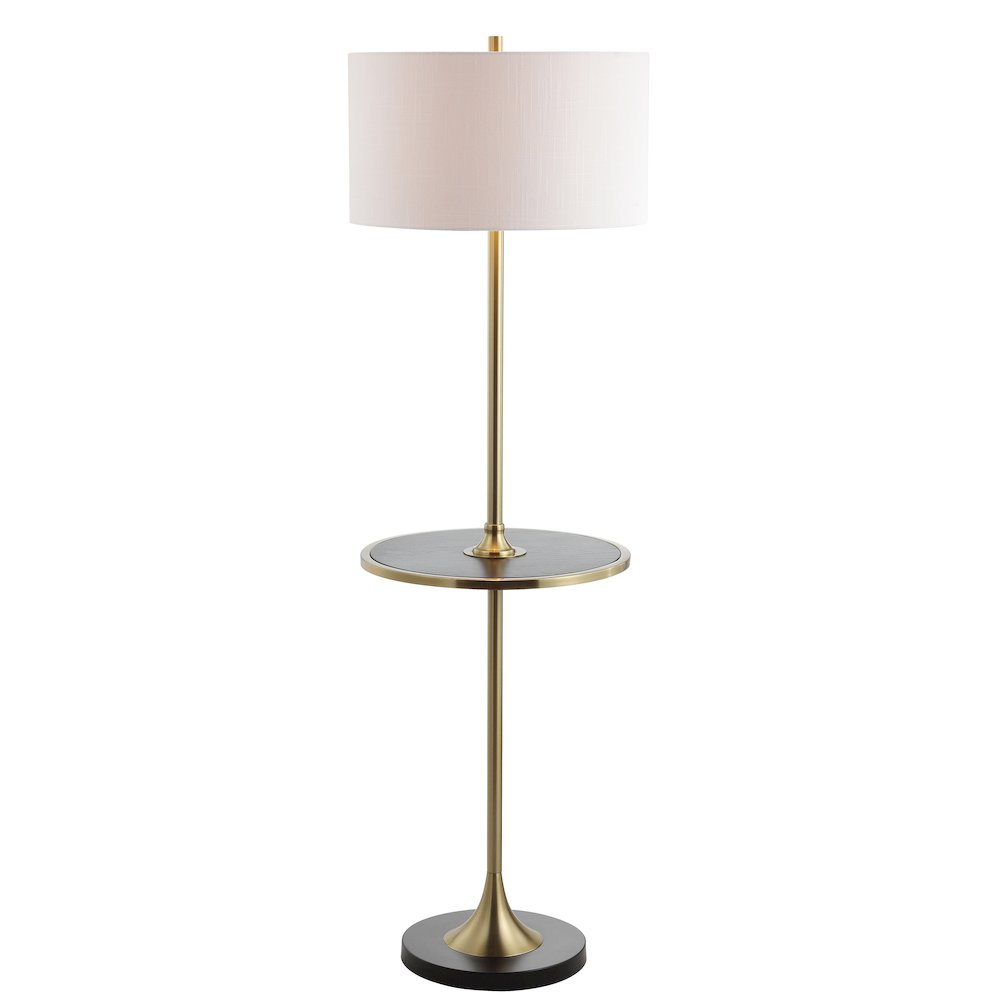 Luce Metal/Wood Led Floor Lamp With Table. Picture 1