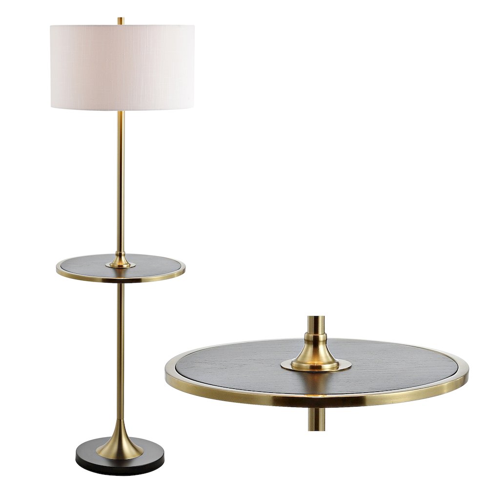 Luce Metal/Wood Led Floor Lamp With Table. Picture 7