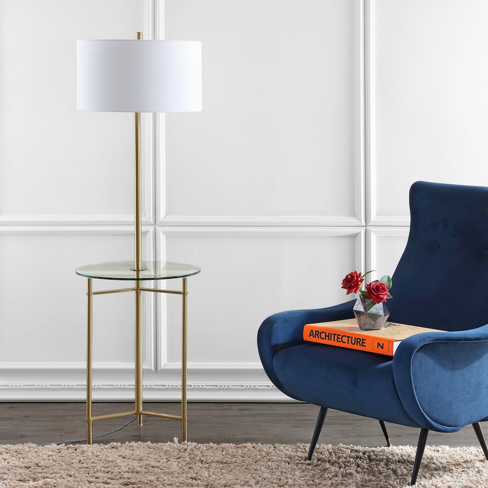Charles Metal/Glass Led Side Table And Floor Lamp. Picture 6