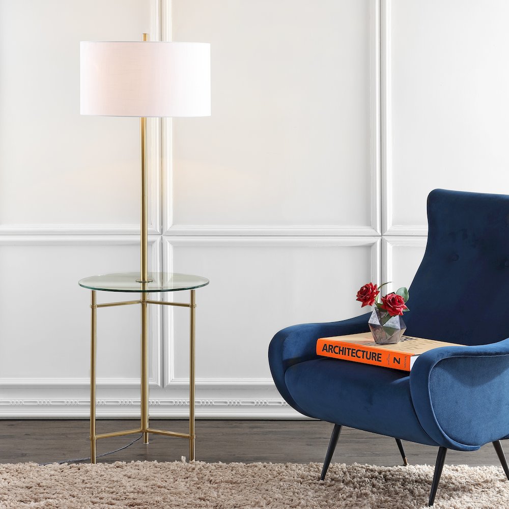 Charles Metal/Glass Led Side Table And Floor Lamp. Picture 5