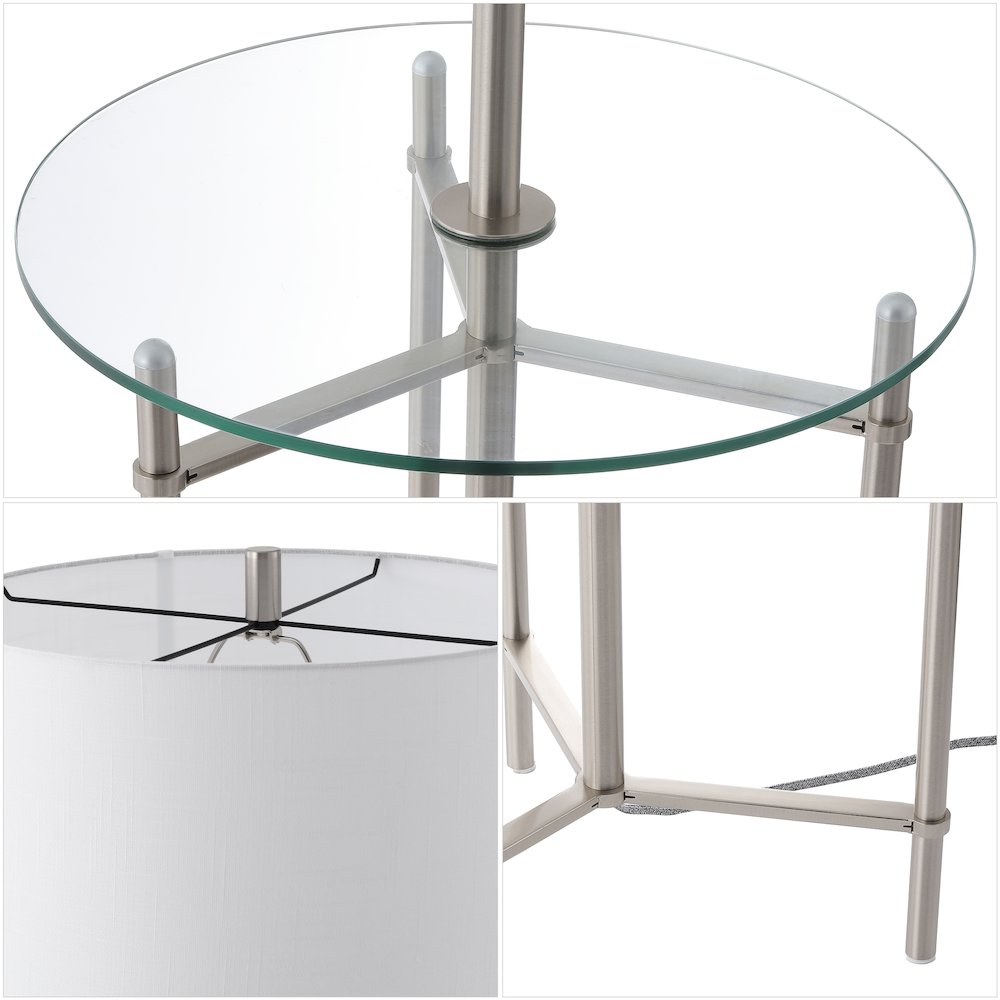 Chuck Modern Metal & Tempered Glass 2-in-1 Tray Table/Floor LED Lamp. Picture 4