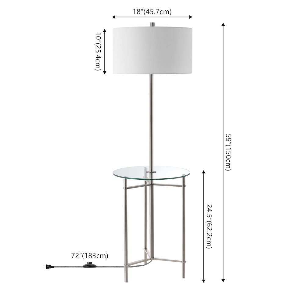 Chuck Modern Metal & Tempered Glass 2-in-1 Tray Table/Floor LED Lamp. Picture 5