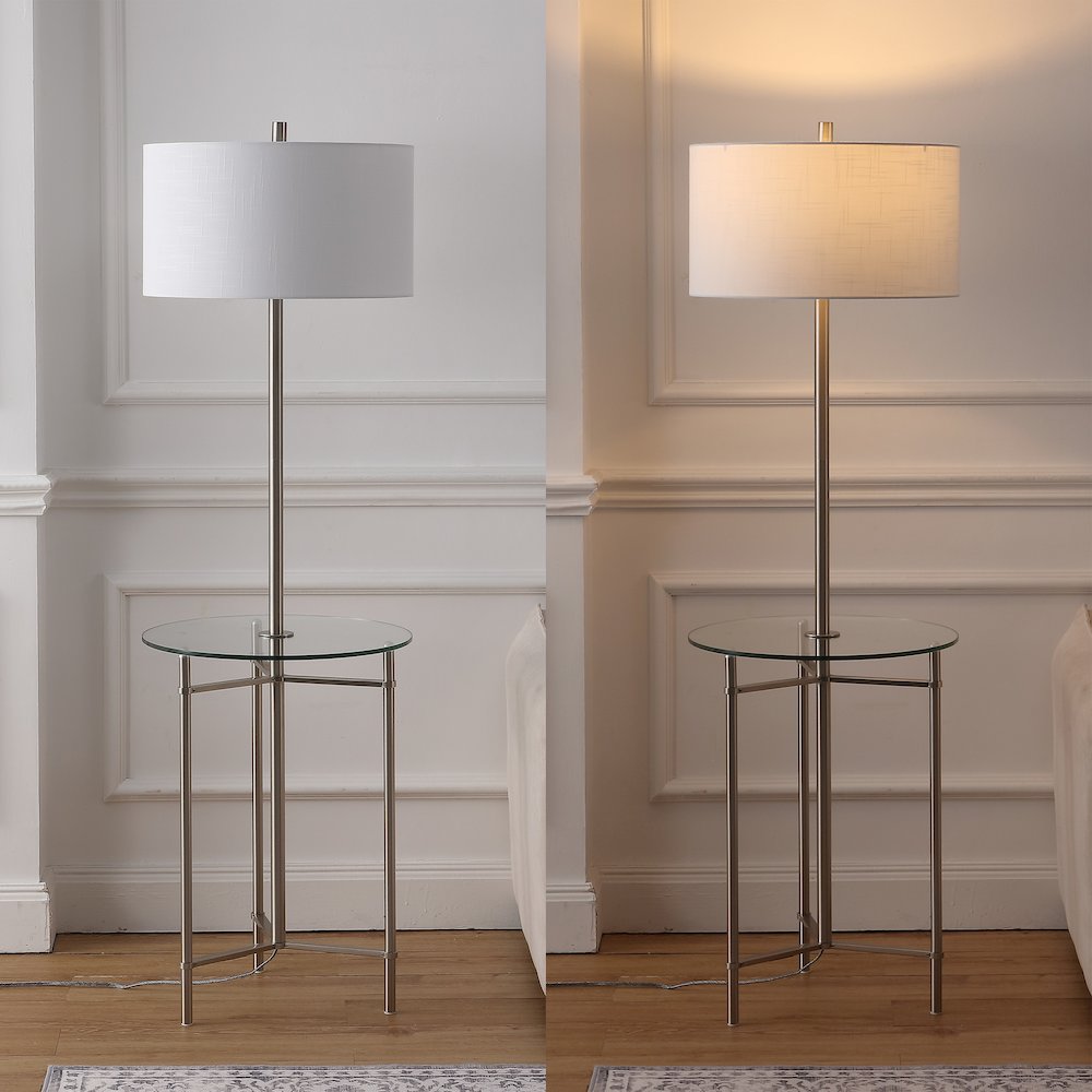 Chuck Modern Metal & Tempered Glass 2-in-1 Tray Table/Floor LED Lamp. Picture 6