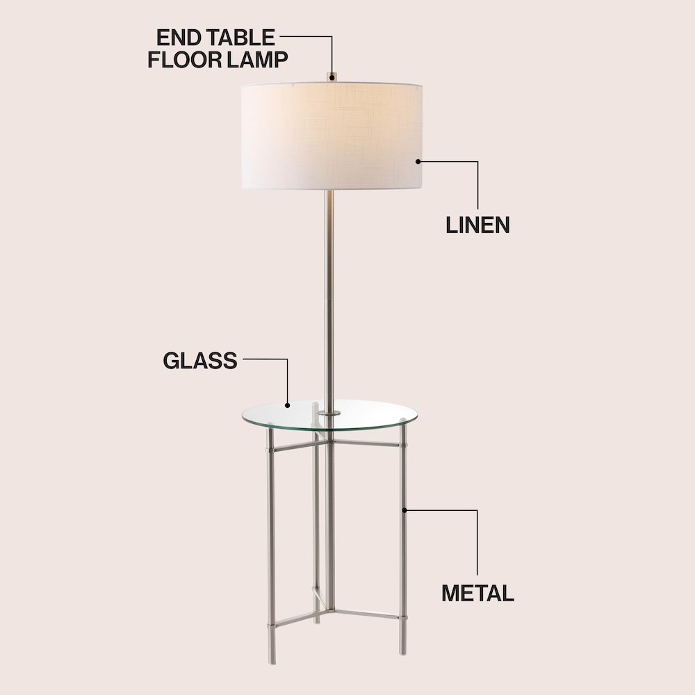 Chuck Modern Metal & Tempered Glass 2-in-1 Tray Table/Floor LED Lamp. Picture 3