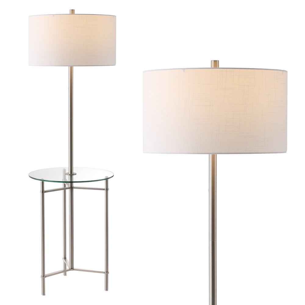 Chuck Modern Metal & Tempered Glass 2-in-1 Tray Table/Floor LED Lamp. Picture 1