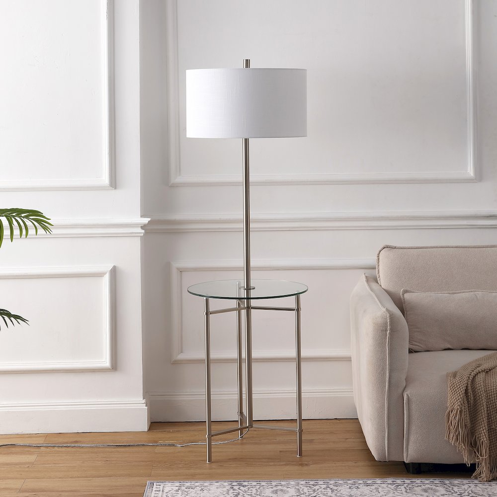 Chuck Modern Metal & Tempered Glass 2-in-1 Tray Table/Floor LED Lamp. Picture 7