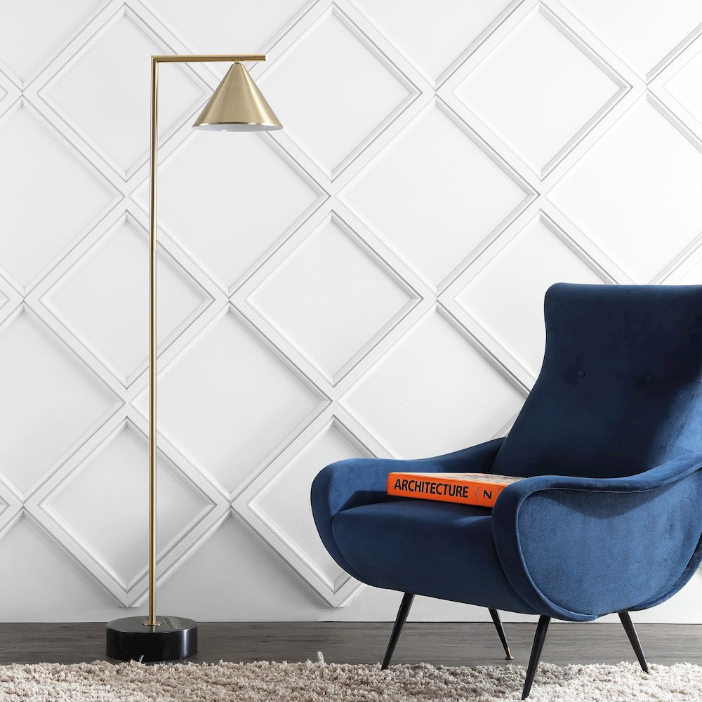 Chelsea Metal/Marble Cone Shade Led Floor Lamp. Picture 6