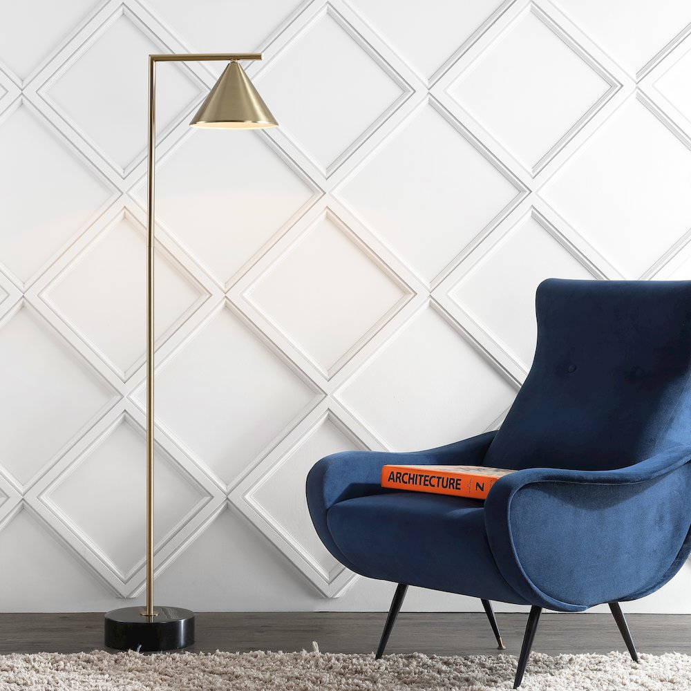 Chelsea Metal/Marble Cone Shade Led Floor Lamp. Picture 5