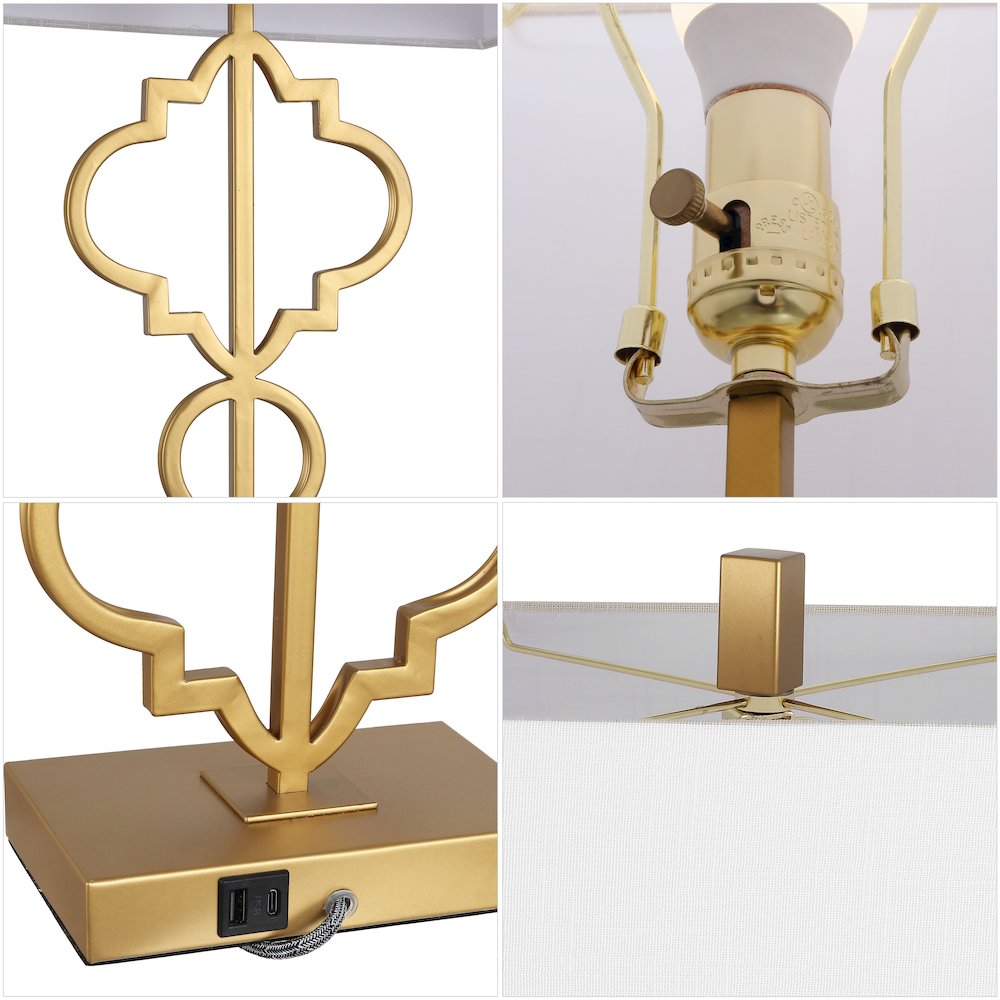 Selina Iron Ogee Trellis Modern Led Usb Table Lamp. Picture 14
