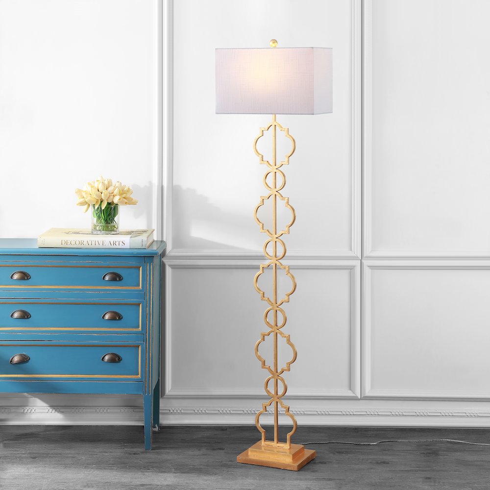 Selina Iron Ogee Trellis Modern Led Floor Lamp. Picture 6